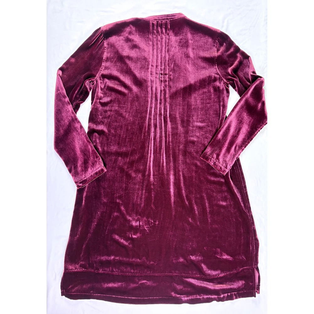 Sundance Tunic Dress S Silk Blend Velvet Pintuck Boho Rich Jewel Whimsigoth Luxe - Picture 8 of 8